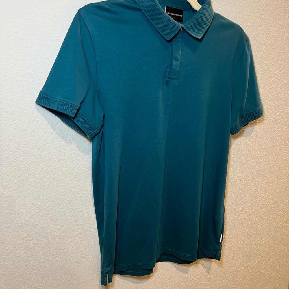 Emporio Armani Men’s Turquoise Solid Polo Size M - Picture 10 of 14